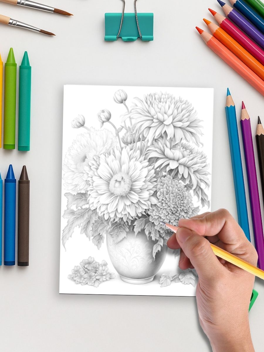 Roses & Chrysanthemums – 50 Elegant Floral Pages - Image 5